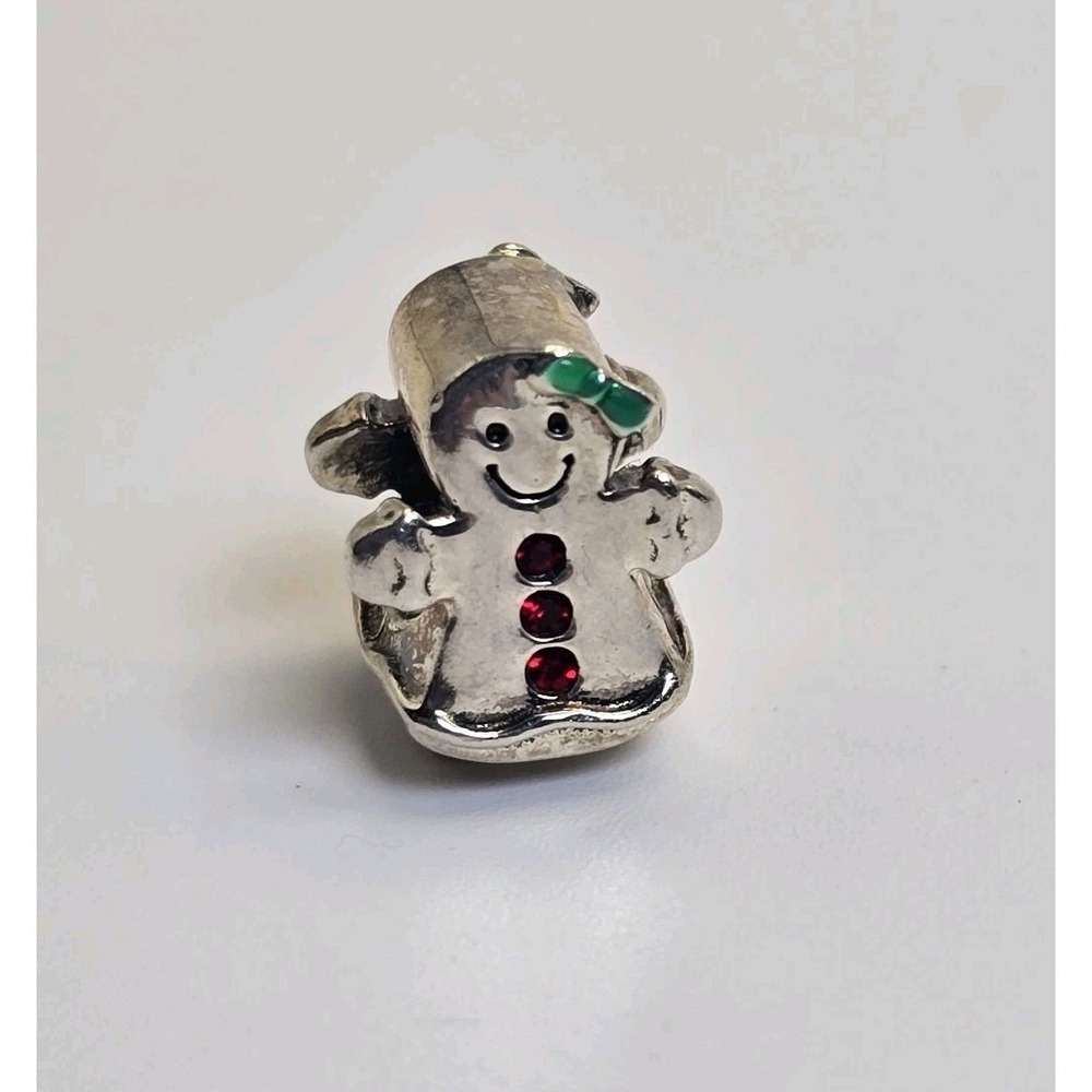 Authentic Chamilia 925 Sterling Silver Gingerbread Man Christmas Charm Bead - Picture 2 of 7